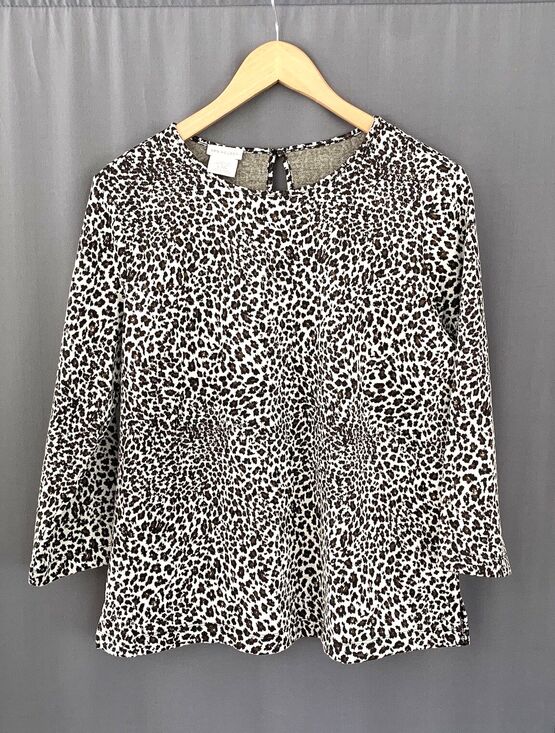 Van Heusen Tops - Van Heusen Stretch Knit Top Sz L Brown Neutral Leopard Cheetah Y2K Office Casual